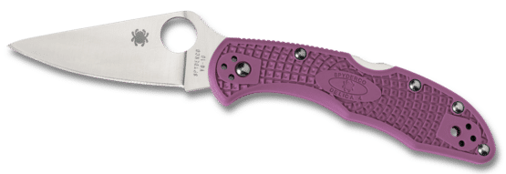 Spyderco Delica 4 2.8" Purple FRN handle Flat Ground VG10 steel blade Folding Knife with thumb hole opener